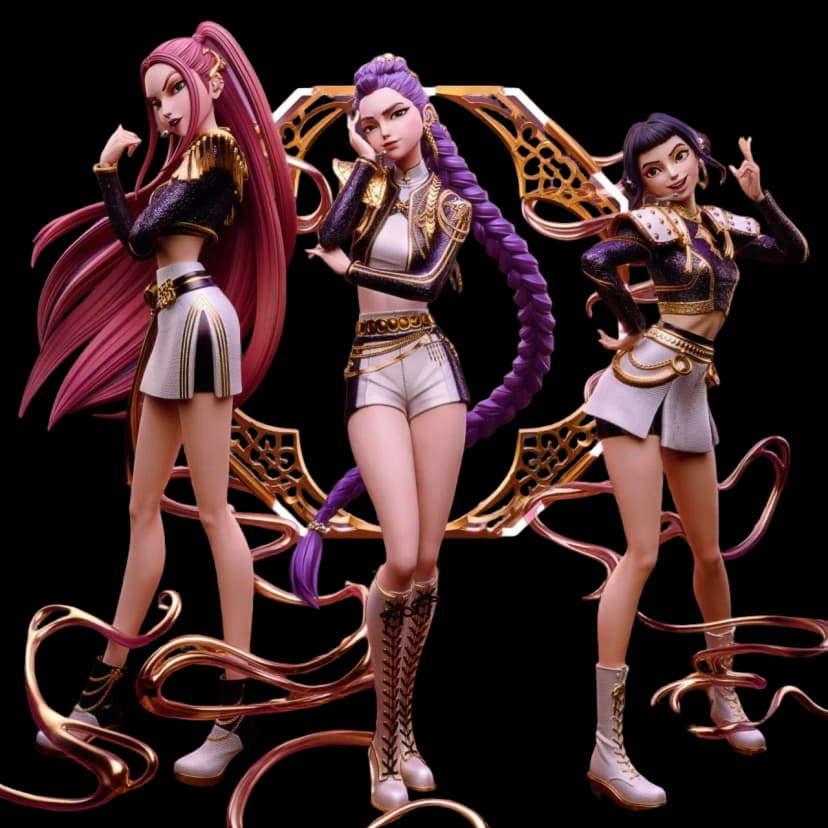 Imagen de héroe de una figura de guerrero de fantasía detallada impresa en 3D - Rumi, Mira y Zoey